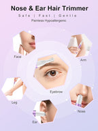 AHHFEI Rechargeable 5 in 1 Ear and Nose Hair Trimmer for Women, 2025 Professional Painless Eyebrow & Facial Hair Trimmer with Powerful Motor and Dual-Edge Blades Easy Cleansing