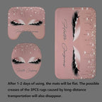 4PCS Hello Gorgeous Shower Curtain Set, Eyelash Makeup Glam Fashion Girly Pink Bathroom Decor for Women Girls, Waterproof Fabric Shower Curtain, Non-Slip Bath Mat Toilet Rug, Rose Gold Glitter