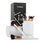 Makeup Brushes Set 12 Piece Professional & Beginner Friendly, Soft Synthetic Bristles for Face Eyeshadow Blending, Easy to Clean Travel Ready with Case, Ergonomic Wooden Handle Hypoallergenic (White)