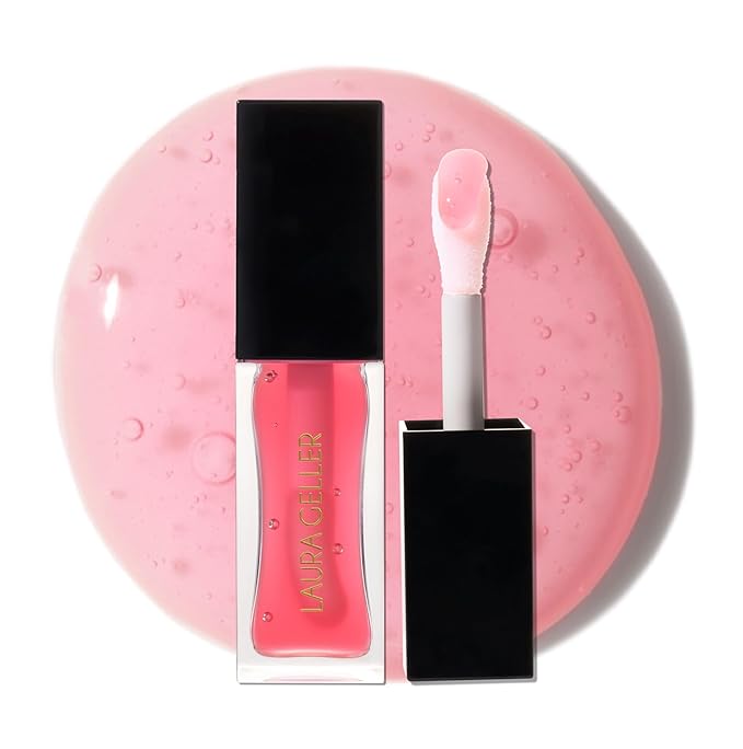 LAURA GELLER NEW YORK Fine Shine Glossy Lip Oil, Sweet Pink - Hydrating Squalane - Sheer Pink Lip Gloss