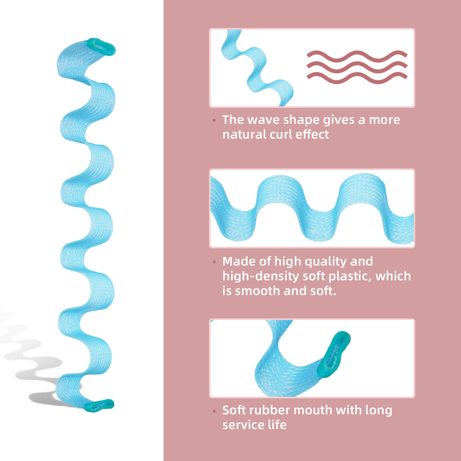 30pcs Heatless Curlers Rollers for Wavy Curls, No Heat Spiral Curlers Kit with Styling Hooks for Long Hair (25.5 Inch/65 cm)