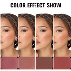 Matte Blush Cream Quads Makeup Palette, Blushes for Older Women Lip and Cheek Dual Blush Palette, Natural Lasting Pinkish Light Peach Light Brown and Orange Red, Paleta de rubor 4 colores