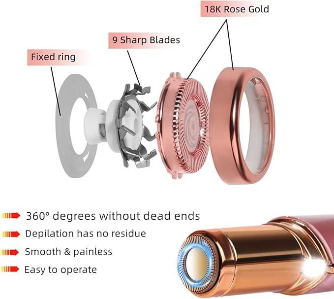 Facial Hair Remover Replacement Heads for Generation 1 Finishing Touch Flawless Facial Hair Removal Tool for Women,18K Gold-Plated Rose Gold 4 Count,First Generation by BECHY.