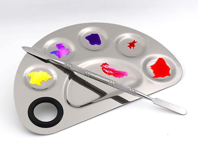 semicircle Makeup Palette Stainless Steel 6-dents Nail-art Cosmetic