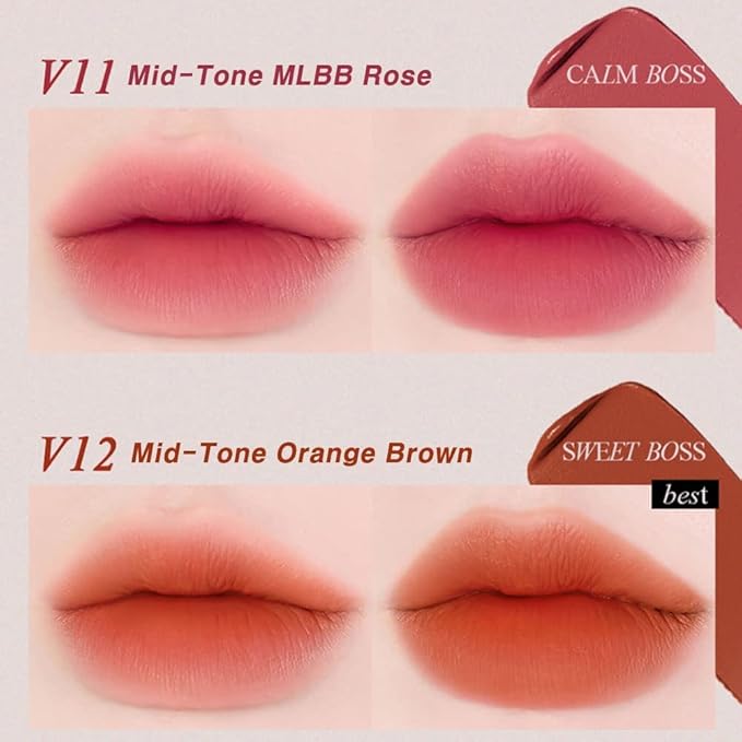 BBIA Last Velvet Tint - Soft & Creamy Matte Finish Lip Stain, Blur Effect with Velvety Texture, Long-Lasting, High Pigment, Lightweight, Non-Drying, Vegan, Korean Lip Makeup (V12 SWEET BOSS)