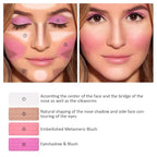 Matte Powder Blush Palette, 4 Colors Face Palette with White Highlighter, Brown Contour, Pink & Rose Pink Blush for Cheeks, Natural Lasting Makeup Palett for Women, Blus and Highlighter Pallet