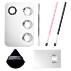 Stainless Steel Cosmetic Palette with Spatula, 3-well Mixing