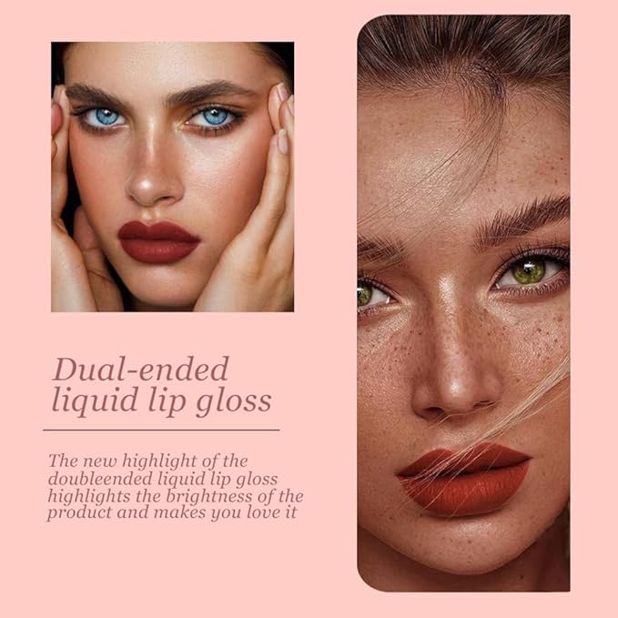 Double-end 2-in-1 Matte & Shimmery Lip Gloss Set, 3 PCS/Set (Set B, 3pcs)