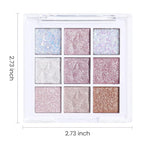 Eye Shadow Palette Makeup,Pink White Purple Glitter Shimmer Sparkle Warm Pastel 9 Colors Eye Shadow Palette,Nude White Cream Eyeshadow Palette Colorful Long Lasting Waterproof Naturing-Looking