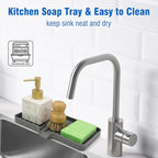 3-Pack Silicone Soap Dish, Sponge Holder for Sink, Kitchen Soap Tray, Bathroom Soap Holder, Sponge Tray with Drain (Grey)