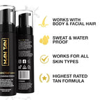 Sunless Tanner Starter Pack For Men | AMINOTAN - The Best Clear Self Tan Mousse For Men Works With Hair + Sweat Proof (Mitt & Bottle) - 6.7fl