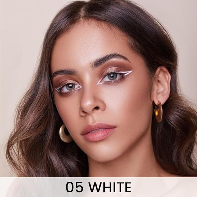 Kaely White Gel Eyeliner Pencil,Waterproof Smudge Proof Eye Liner Pen,Cat Eye Goth Halloween Makeup,Eye Black Face Paint Lipstick Crayon,Color Colorful Eyeliner Eyeshadow Stick,05