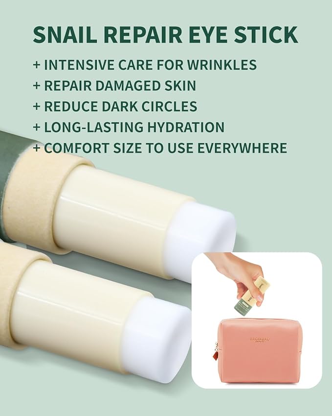 Advanced Snail Repair Eye Stick, Brightening & Tightening Eye Cream for Fine Lines & Dark Circles, Snail Mucin Eye Stick for Sensitive and All Skin Type, 0.25OZ