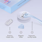 Billie Razors for Women Shave Kit – Women’s Razor + 4 x 5-Blade Razor Refills + Magnetic Holder – Cool Blue