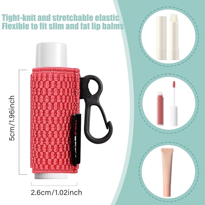 3PCS Lip Balm Holder Sleeves Chapstick Holder Keychain Lipstick Sleeves Lip Gloss Holder Keychain Chapstick Elastic Sleeves