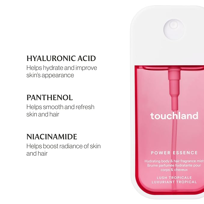 Touchland Power Essence Hydrating Body & Hair Fragrance, Lush Tropicale, 2 FL. OZ. Travel Size Body Mist