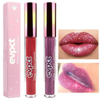 evpct 2Pcs Plum & Dark Wine Red Matte to Glitter Liquid Lipstick Long Lasting Lip Set Kit for Women Diamond Shiny Glitter Sparkly Glossy Metallic Shimmer Sparkle Waterproof Lipstick Lip Gloss 06+13