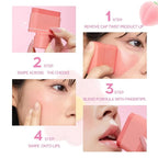 Multi-Purpose Makeup Hydrating Cream Blush Stick, Beauty Solid Moisturizer Stick For Cheek & Eyes & Lips，Waterproof Natural Moisture Smooth Blendable Matte Finish Face Blush Makeup (#02 Guava)