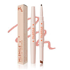 Light Pink Matte Lip Liner and Dark Lipstick Crayon Set, Velvet Long-Lasting Creamy Lip Liner Smudge-Proof Waterproof High Pigmented Lip Pencil Smooth Longwear Lip Liner For Women Makeup(#02)