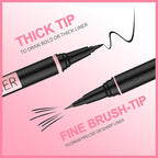 iMethod Liquid Eyeliner - Waterproof Eyeliner 2-in-1 Dual-Ended Eye Liner with Precise Brush-Tip and Thick Tip, Black Liquid Liner Pen, Matte Finish, Long Lasting, Smudge-proof, Transfer-proof