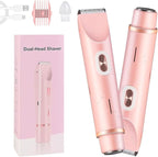 Glow Aura Womens Shaver 2 in 1,2025 New Razor & Shaver with Dual Ceramic Head,Bikini Trimmer for Women,IPX67 Waterproof Wet & Dry Use Body and Face Hair Trimmer for Women (Pink)
