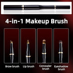 Unaone 4 in 1 Makeup Brush - Travel Lip Brush Eyebrow Brush Eyeshadow Brush Concealer Brush, Portable Multi-function Makeup Brushes