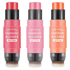 3 Pcs Cream Blush Stick with Brush,Waterproof Multi All Skin
