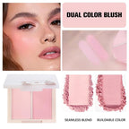 Dual Powder Matte Blush Palette – Soft Pink & Rosy – Matte Finish, Buildable Long Lasting Face Blush Makeup,Lightweight, Vegan, Cruelty-Free, Natural Pink Blush for All Skin Tones 02#