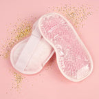 The Vintage Cosmetic Company Gel Bead Eye Mask, Super-Soft Plush Adjustable Headband, Calms Tired Eyes and Soothes Headaches, Skincare Accessory, Pink Design