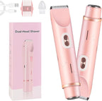 Glow Aura Womens Shaver 2 in 1, Electric Razor, Painless Hair Removal for Face,Body Waterproof Wet & Dry Use Body Hair Trimmer (Pink)