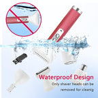 Electric Razor for Women,5 in 1 Womens Shaver Electric Bikini Trimmer Pubic Hair Removal Wet & Dry Painless Shaver for Legs Underarms Eyebrow Face Nose and Bikini Line Razor (Red)