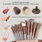 Foundation Makeup Brush Set Kit | 13 Pcs Premium Synthetic Kabuki Eye Shadows Make Up Brushes + 1 Sponge + 1 Brush Bag for Travel and Home Use (PINK)