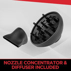 CHI 1875 Series Hair Dryer, Blow Dryer For Ultra-Fast Hair Drying, Reduces Frizz & Increases Shine, Nozzle & Diffuser Attachments