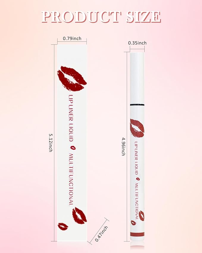 Lip Stain Marker Pen,2 Colors Brown Pink Lip Liner Pencil,Matte Lip Tint Stain Liquid Lipstick,Longlasting Waterproof Precise Chisel Tip Smooth Lipliner,Natural Lip Color Makeup Gift for Women-06+08