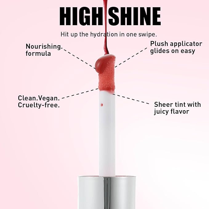 3 PCS Hydrating Lip Glow Oil Lip Stain, Moisturizing Nourishing Lip Gloss,High Shine, Smooth Finish Gloss Tinting And Non-Sticky Lip Oil For Dry Lips