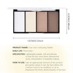 4-Color Contour Makeup Palette, Blush Highlighter Bronzer Powder Kit, Face Cosmetics Gift Set (02#, 1 Count (Pack of 1))