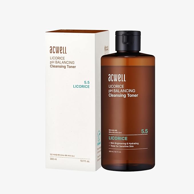ACWELL Licorice pH Balancing Korean Toner for Cleansing 10.14 fl.oz. - Alcohol-Free PH5.5 Hydrating Facial Astringent - Skin Clarifying & Hydration Boosting Toner