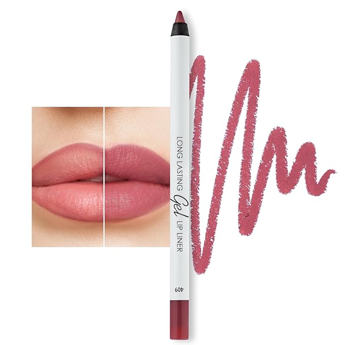 Matte Gel Lip Liner Pencil | Weightless & CreamyTexture - Sharpenable - Longwear & Waterproof - High Pigmented & Flawless Finish - Cruelty-free & Paraben-Free,- 409, 1,7g/0.05oz