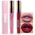 evpct 2Pcs Mauve & Dark Red Matte to Glitter Liquid Lipstick Set Kit for Women Long Lasting Glossy Metallic Shimmer Sparkle Lipstick Lip Gloss 01+04