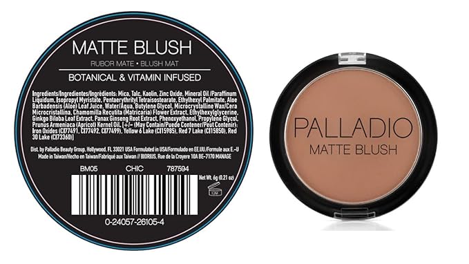 Palladio Matte Blush, Brushes onto Cheeks Smoothly, Soft Matte Look and Even Finish, Flawless Velvety Coverage, Effortless Blending Makeup, Flatters the Face, Convenient Compact, Chic