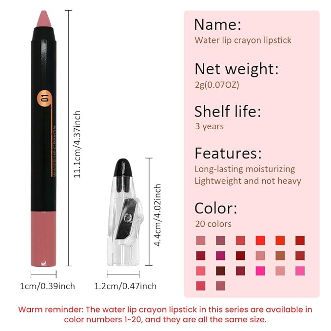 Spanish Pink Crayon Matte Lipstick Lip Liner Pencil, Moisture Smooth Lipstick Pencil, With pencil sharpener Sharpenable Lip Pencil, Ultimate Lip Crayon for Women Smudgeproof Waterproof 01#