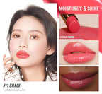 Oulac Moisturizing Shine Lipstick For Women Christmas Set 3PCS, 2 in 1 Tinted Lip Balm for Winter, Hydrated Juicy and Glossy Lip Color for Dry, Cracked and Chapped Lips, Vegan 01+04+08