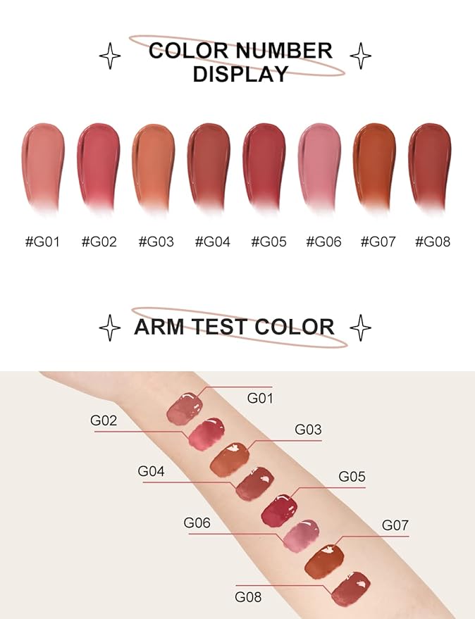 INTO YOU Lip Gloss, Lip Stain Long Lasting, Lip Tint, Lip Plumper Gloss, Glitter Lip Gloss, Liquid Lipstick, Lip Oil, Vivid Color, Smudge-Proof, Lightweight, Naturally Moisturizing (G08)