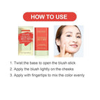 Makeup Blush Stick, Cream Blush Stick, Tinted Solid for Women