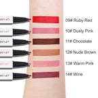 2Pcs Longwear Liquid Lip Liner Stain Marker Pen Set Long Lasting Waterproof, Maroon Dusty Mauve Purple Matte 24 Hour Lip Liner and Lipstick Combo Korean Color Stay Lipliner All Day Lips Stain peel off
