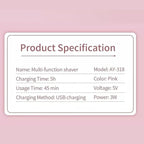 4-in-1 Electric Razor for Women - Painless Facial Hair Removal, Bikini Trimmer, Eyebrow & Body Groomer - Rechargeable Hair Clippers Set for Underarms, Legs & Nose