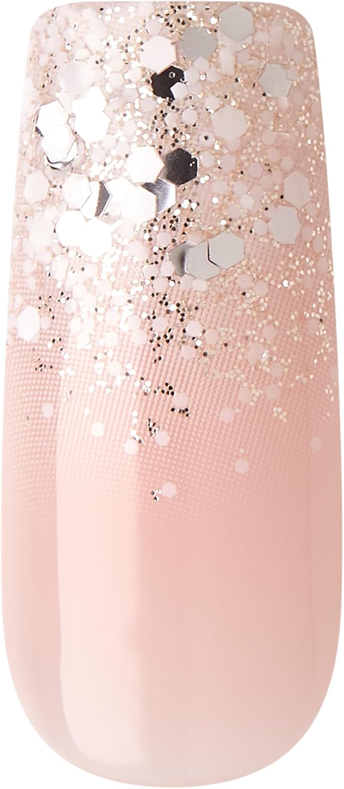 KISS Classy Premium Press On Nails, 'Stunning!', French, Long Length, Square Shape, Includes 30 Fake Nails, 2g Pink Gel Nail Glue, 1 Manicure Stick, 1 Mini File (Pack of 2)