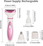 Electric Razor for Women, Bikini Trimmer Womens Shaver for Face Nose Eyebrow Body Leg Pubic Underarm Arm Ladies Rechargeable 4 in 1 Hair Removal Kit Painless Trimming, Gifts for Women (Pink)
