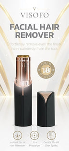 Facial Hair Removal for Women | Electric Razor Device Small Mustache Dermaplaning Remover Tools Tweezers Epilator Trimmer Face Dermaplane Shavers Beauty Gadgets Set Accessories by VISOFO (Onyx)