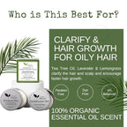 Shampoo Bar and Conditioner with Travel Tins | Lemongrass, Lavender, Tea Tree Oil | Clarifying & Growth | For Oily Hair | USA 2-pk